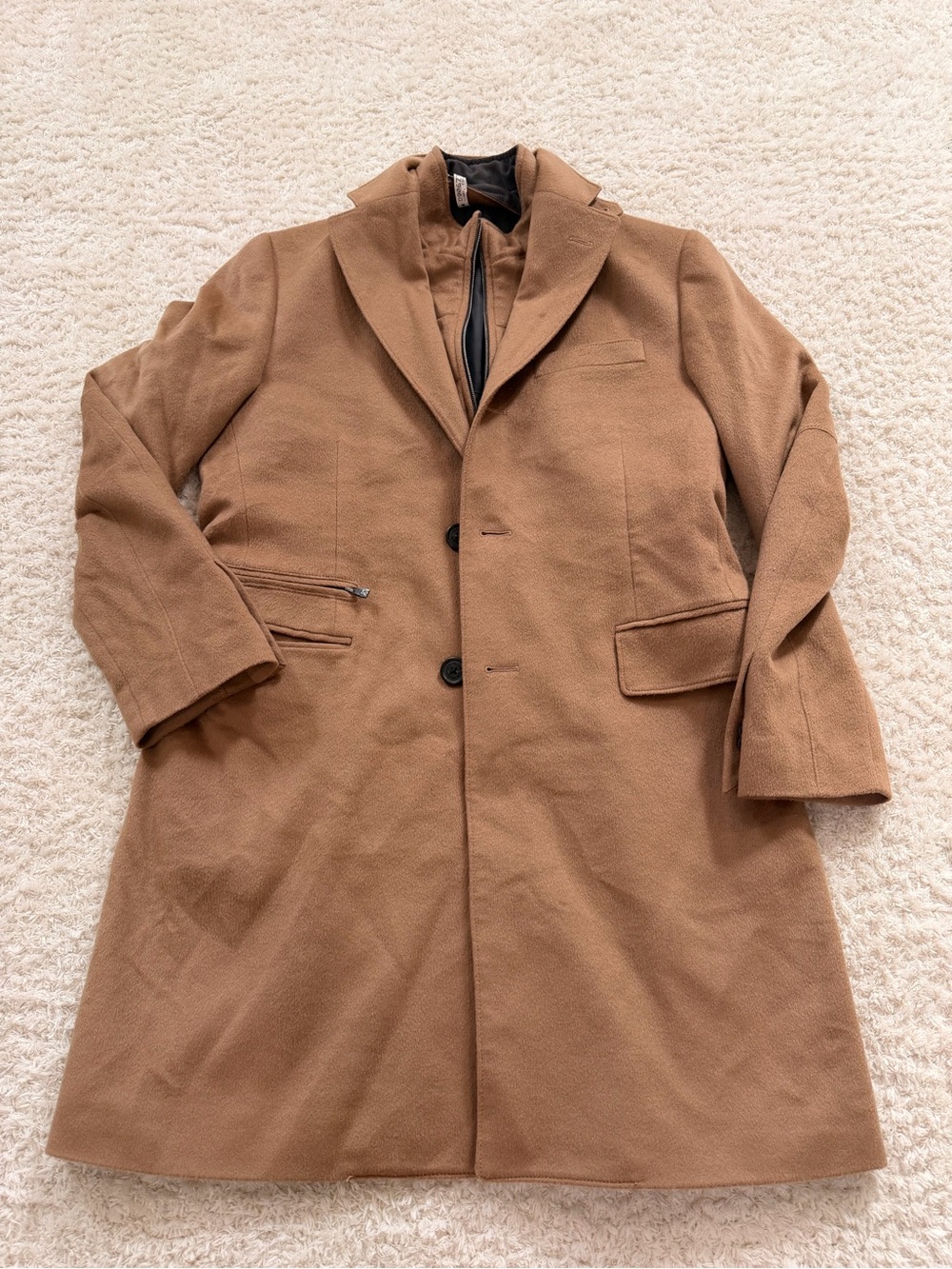 Corneliani
Men's Virgin Wool Single-Breasted Top Coat with Zip Insert
